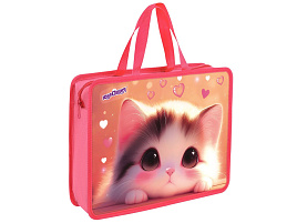 Папка для тетрадей А4 ЮНЛАНДИЯ 273361 "Dreamy kitty", с ручками, 1 отделение, пластик, 80 мм
