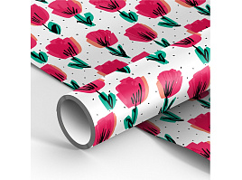 Бумага упаковочная MESHU М100_41074 глянц. 70*100см, "Red tulips", 90г/м2