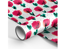 Бумага упаковочная MESHU М100_41074 глянц. 70*100см, "Red tulips", 90г/м2