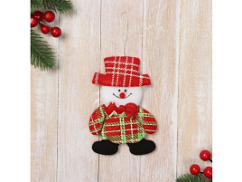 Подвеска текстиль Снеговик в клетчатом костюме 9692662