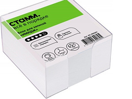 Блок для записей СТАММ Б3-995301 "Имидж", 9*9*4,5см, пластиковый бокс, белый