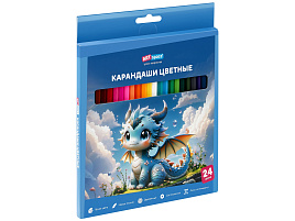 Карандаши цветные 24цв. ArtSpace CP62624 "Дракоша" шестигранные, заточен., картон. упак., европодвес