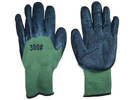 Перчатки х/б Акриловые 300 вспененный облив теплые зеленые