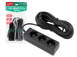 Удлинитель 10м*3р Engy Гранд черный 220796/186737
