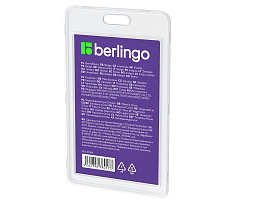 Бейдж вертикальный BERLINGO PDk_01004 "ID 100", 85*55мм, прозрачный, без держателя
