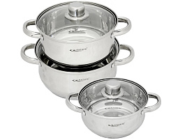 Набор кастрюль нержавейка 3пр (3,2+2,2+1,6л) Гретта КТ04-А/0002