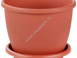 Кашпо цветочное 5,5л Афина М6544 коричневое с поддоном