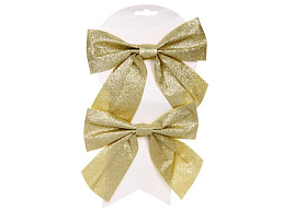 Бант на елку Зимнее очарование золото 15*15см 2шт 185-0760