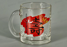 Кружка стекло 300мл 208-Д Иероглифы