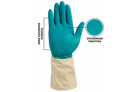 Перчатки резиновые Bicolo L Биколор латекс бежево+бирюзовый