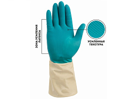 Перчатки резиновые Bicolo L Биколор латекс бежево+бирюзовый