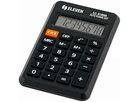 Калькулятор Eleven карманный LC-310NR, 8 разрядов, питание от батарейки, 69*114*14мм, черный