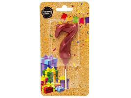 Свеча-цифра "7" Театральная красный металлик 5,5см 3347