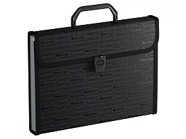 Портфель пласт. Berlingo XF4_13891 13 отделений "Your Way", А4, 600мкм, с ручкой, черная, с текстильным кантом