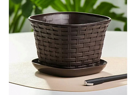 Кашпо цветочное 2,3л Ротанг 362305 венге с/п