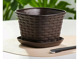 Кашпо цветочное 2,3л Ротанг 362305 венге с/п