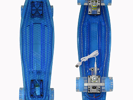 Пенниборд SK-2206PCD BlackAqua синий с подсветкой