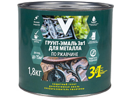 Эмаль-грунт 3в1 красная 1,8кг по ржавчине V