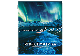 Тетрадь Информатика 48л. BRAUBERG 405088 КЛАССИКА ПРИРОДА, обложка картон, клетка, подсказ