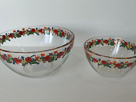 Набор салатников стекло 2пр 16см+11см Бордюр цветочный