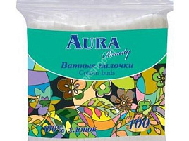 Ватные палочки Aura 100шт полиэт.