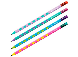 Карандаш ч/гр Berlingo BP01008 "Raze" HB, пластиковый, трехгранный, с выемками, заточен., с ластиком, PET-бокс