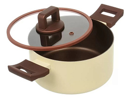 Кастрюля литой алюминий 3.7л Y4-11701/0656 Daniks Caramel индукция, антиприг покрытие, стекл крышка
