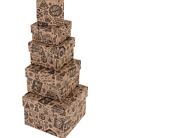 НГ Набор коробок 5в1 Новогодняя почта КОР-2000 (12*12*9-6*6*3)