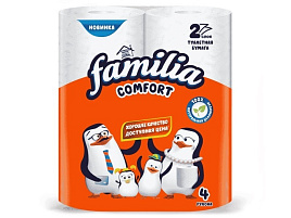 Туалетная бумага Familia Comfort 4шт.2-х сл.Белая