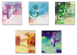 Тетрадь 12л. клетка ErichKrause 60540 Дракончики, выборочный УФ-лак с глиттером