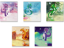 Тетрадь 12л. клетка ErichKrause 60540 Дракончики, выборочный УФ-лак с глиттером