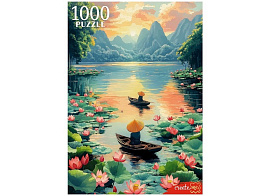 Пазл 1000эл. Лодки на реке с лотосами П1000-1964