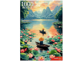 Пазл 1000эл. Лодки на реке с лотосами П1000-1964