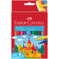 Фломастеры 12цв. Faber-Castell 554201 "Замок", смываемые, картон, европодвес