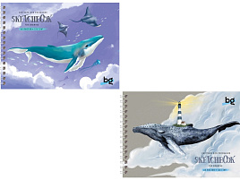 Скетчбук BG СА560гр_58069 "Киты", 60л., А5 на гребне, матовая ламинация, выборочный лак, 120г/м2