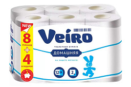 Туалетная бумага Вейро 12шт.Домашняя 2-х слоя 15 м