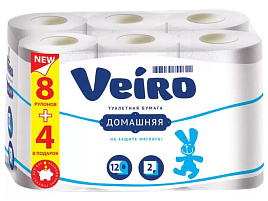 Туалетная бумага Вейро 12шт.Домашняя 2-х слоя 15 м