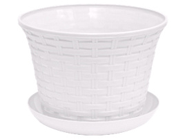 Кашпо цветочное 4л Ротанг 364006 белый с/п