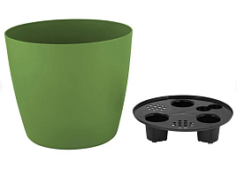 Кашпо цветочное 2л InGreen Venna 0013/3044 с дренажной вставкой, оливковый