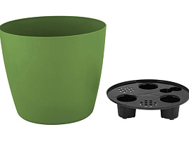 Кашпо цветочное 2л InGreen Venna 0013/3044 с дренажной вставкой, оливковый