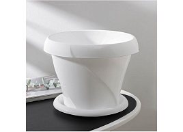 Кашпо цветочное 5,4л Флориана С387 белое с поддоном