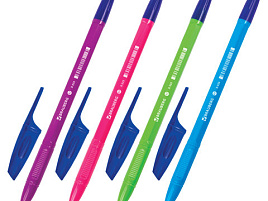 Ручка Brauberg 142831 "X-333" NEON SOLID, СИНЯЯ, корпус ассорти, узел 0,7 мм, линия письма 0,35 мм