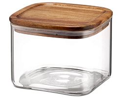 Банка для сыпучих стекло 500мл с бамбуковой крышкой TC-J500-07/1261