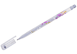 Ручка гел. Crown MTJ-500GLS(D) "Glitter Metal Jell" серебро с блестками, 1,0мм
