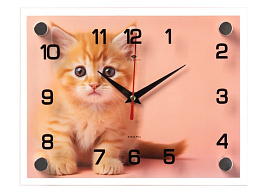 Часы настенные "21 Век" 25,5*20 2026-046 Рыжий котенок