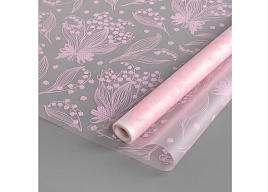 Пленка упаковочная ч38132 Матовая, Ландыши, розовая 57*100