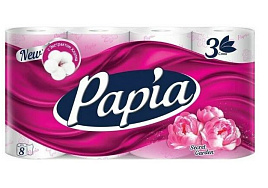 Туалетная бумага Papia 8шт.3-х сл.Таинственный сад