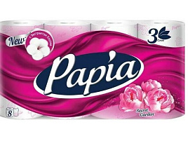 Туалетная бумага Papia 8шт.3-х сл.Таинственный сад