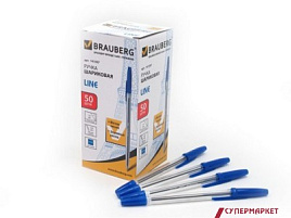 Ручка Brauberg 141097 синяя Line прозр. корпус толщ.письм.1мм
