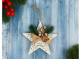 Подвеска пластик Звезда с композицией 9692896 10*10см белый